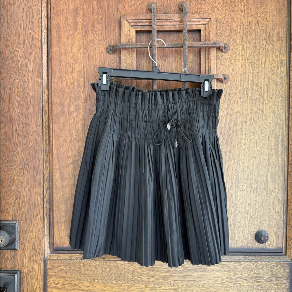 Zara Black Skater Mini Skirt with Pleats Size XS